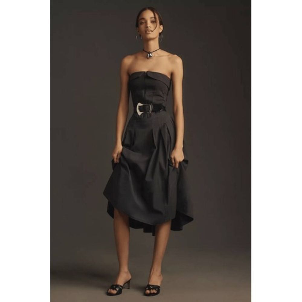 Pilcro Strapless A-Line Cotton Midi Dress